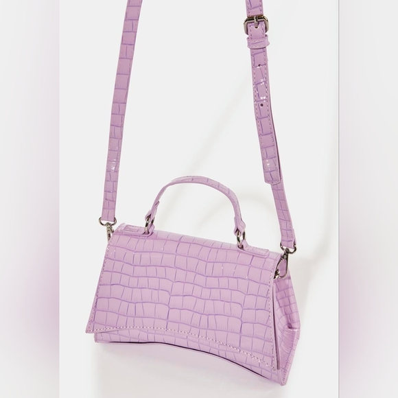 LAST ONE! | NWT | Public Desire x Dolls Kill Remmy Lilac Croc Handbag - Picture 3 of 11